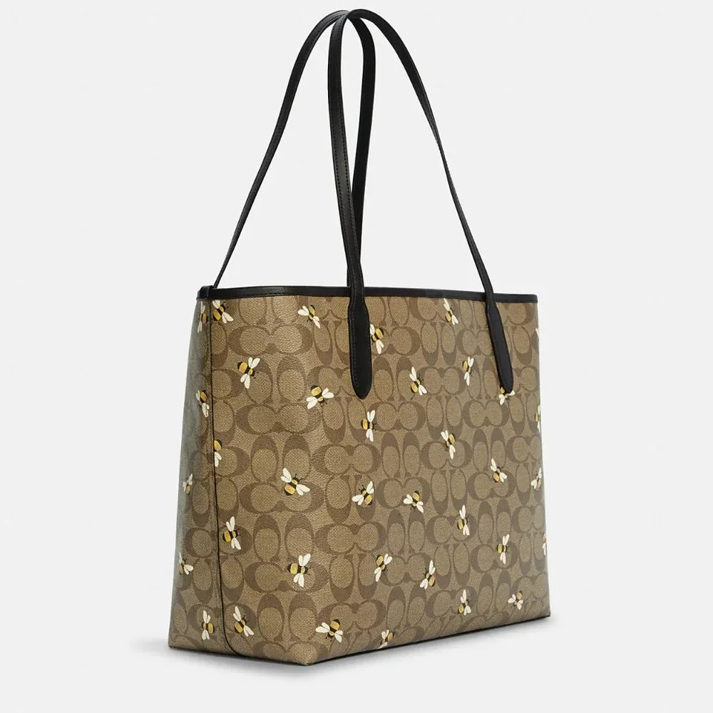🐝 🥰 Coach City Tote In Signature Canvas With Bee Print_2